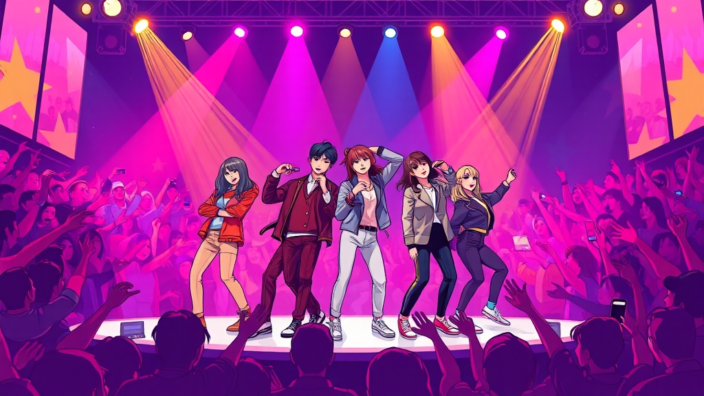 H.O.T., S.E.S.: 1세대 아이돌의 성공 (cartoon 스타일)